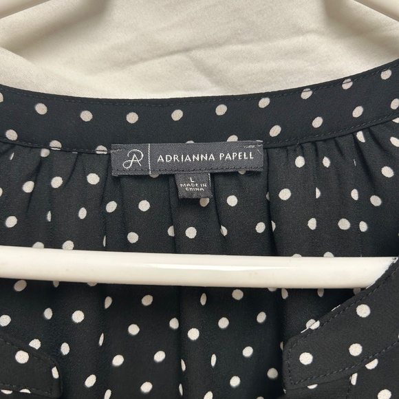 Black Adrianna Papell Polka Dot Blouse - Picture 3 of 3